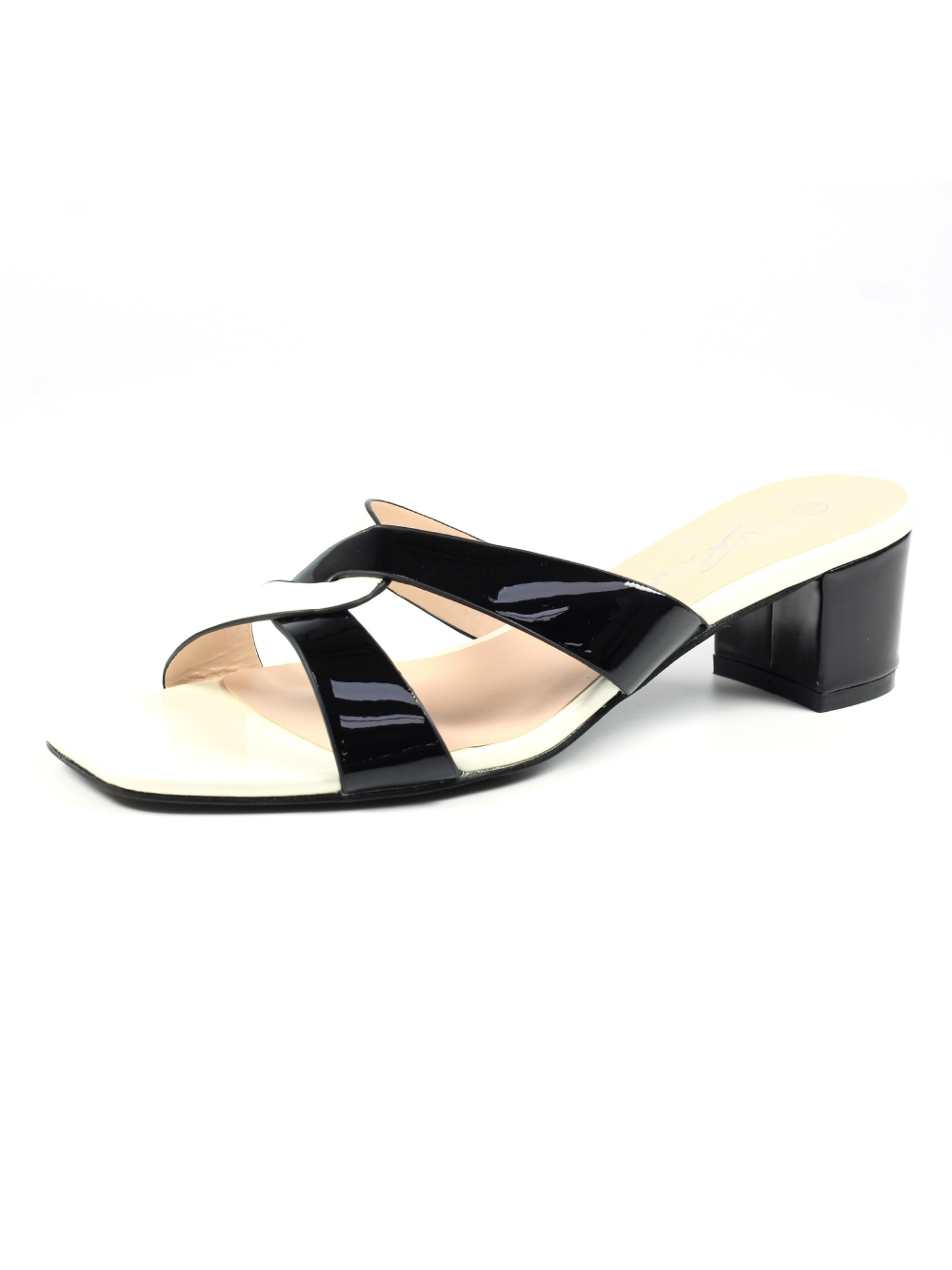 White Lunar Valencia twist front heeled mule